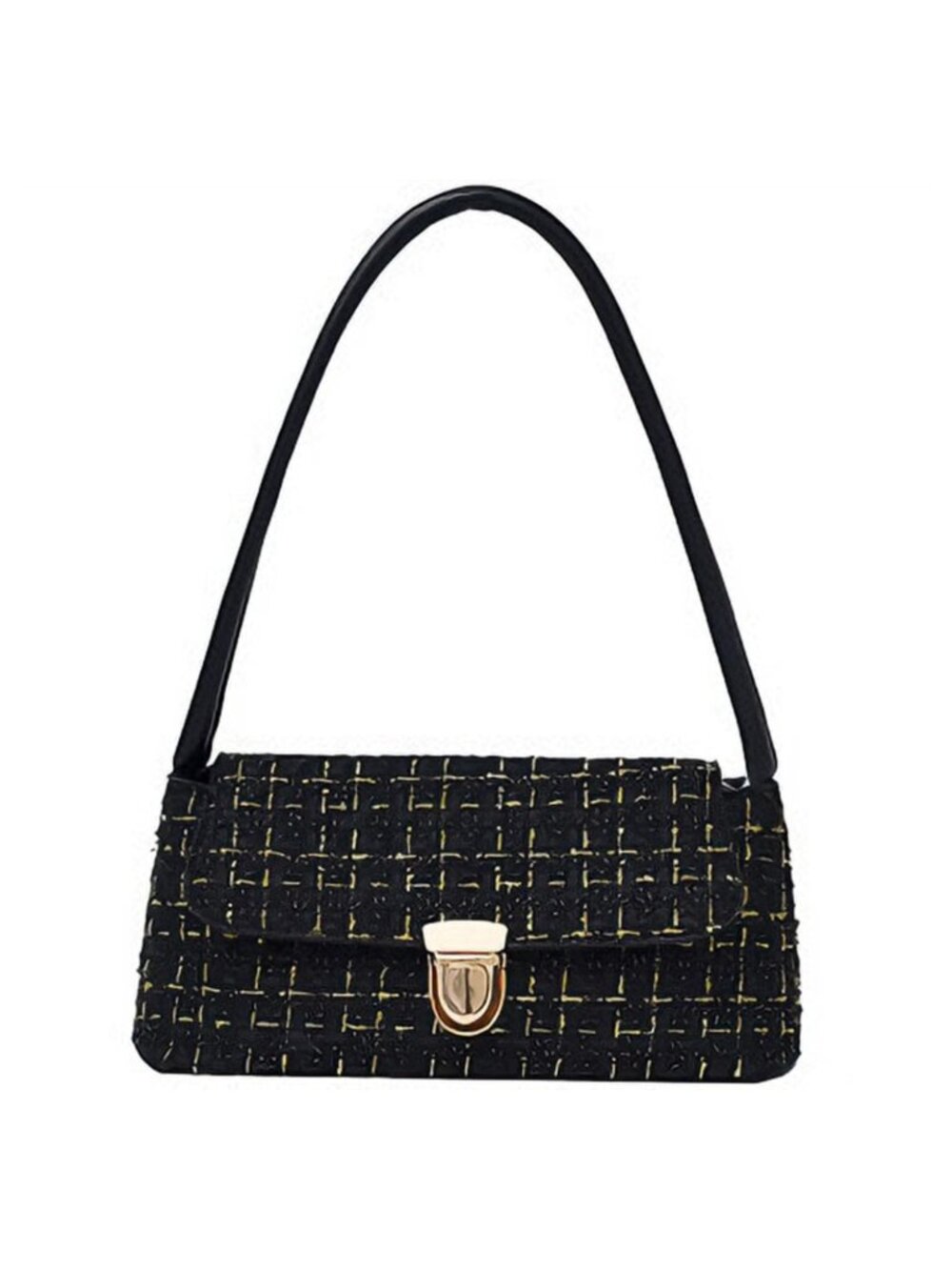 Women's Tweed Plaid PU Leather Quilted Woven Handbag Clutch Tote